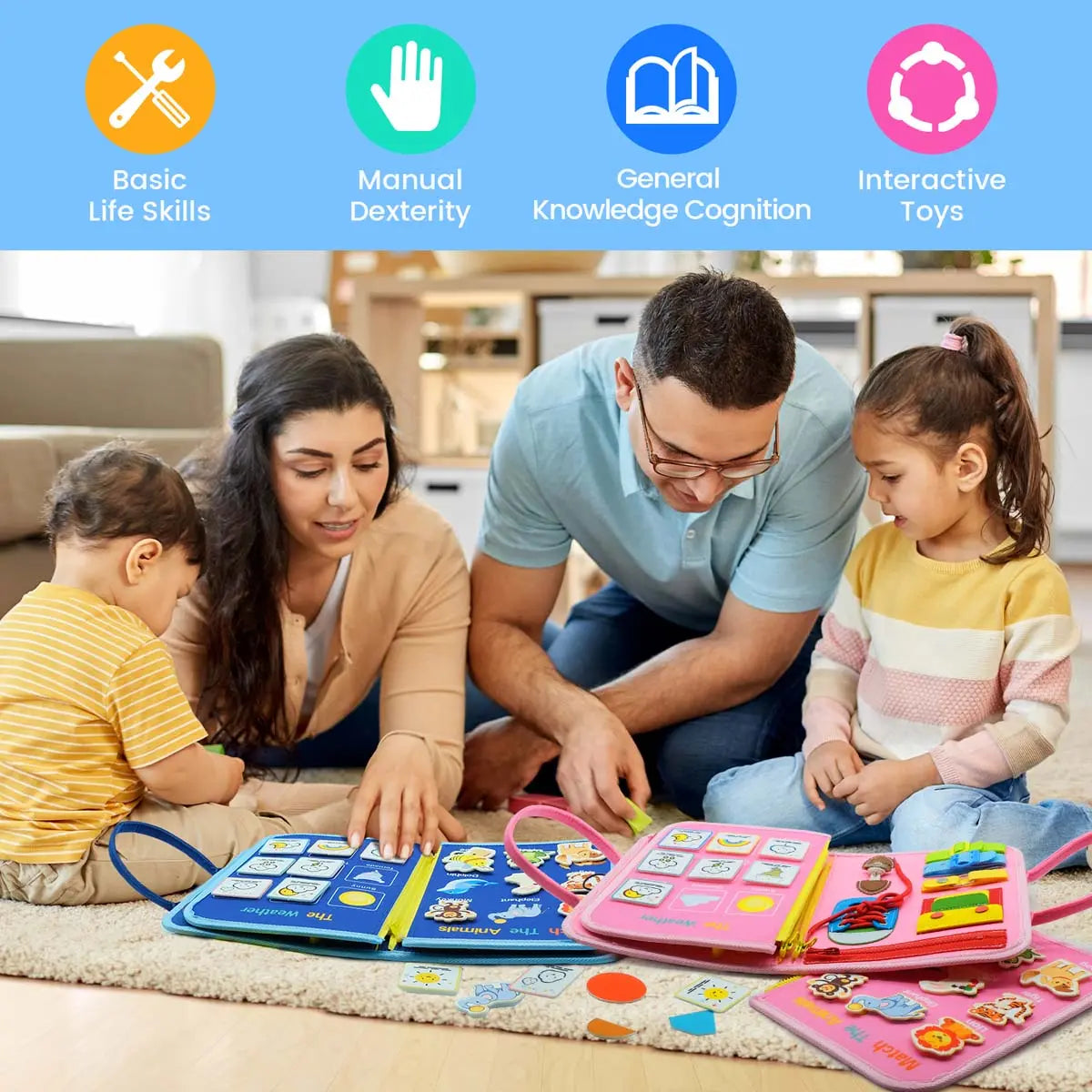 Montessori Dress & Sensory Busy Board – Learn to Dress, Count, and Explore! | Montessori Learning Toy | Magnet Bytes