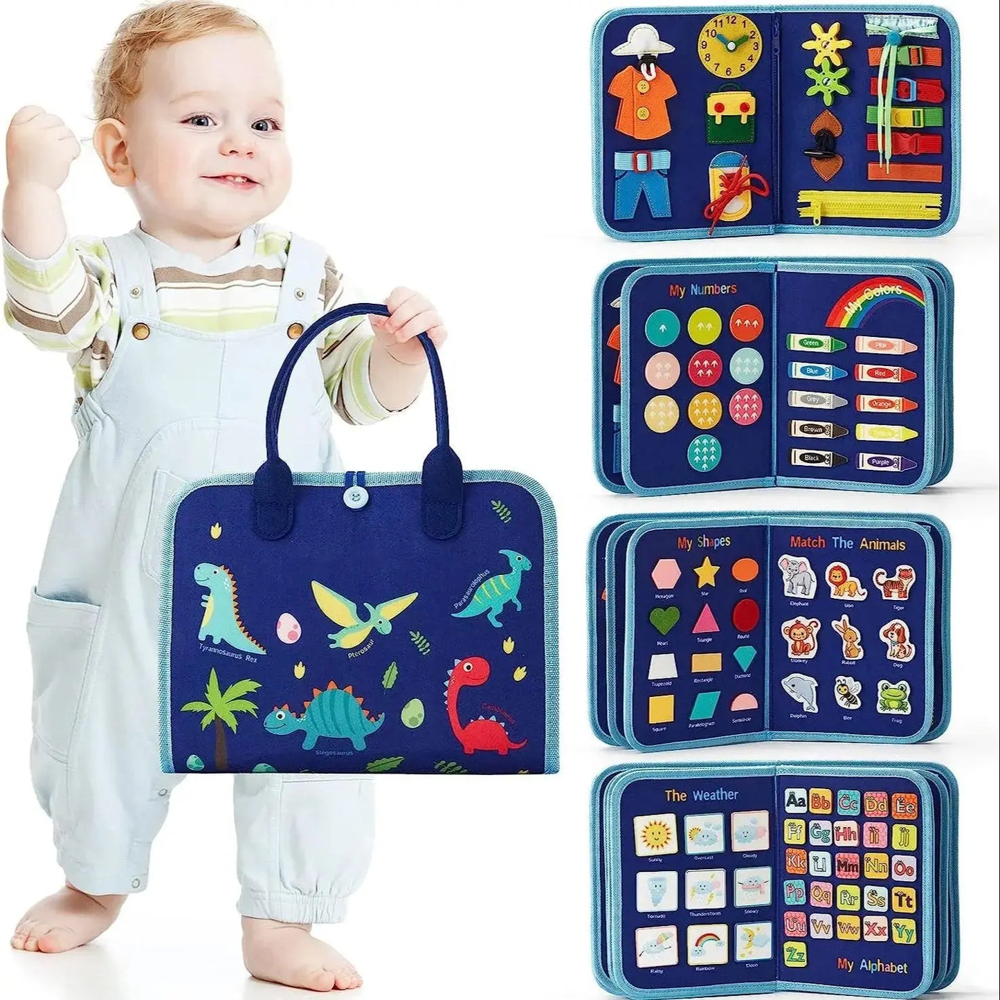 Montessori Dress & Sensory Busy Board – Learn to Dress, Count, and Explore! | Montessori Learning Toy | Magnet Bytes