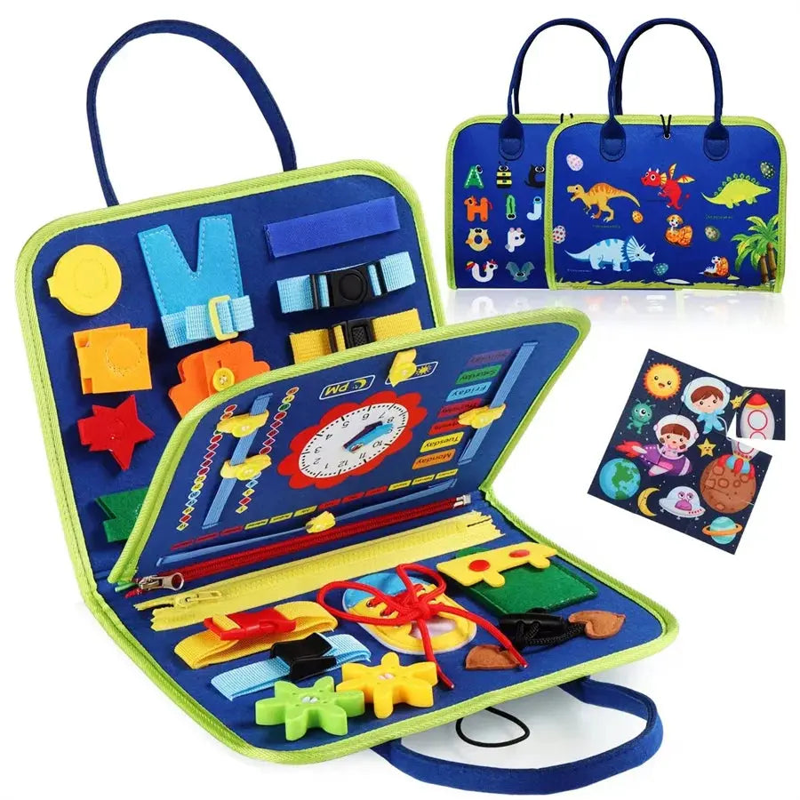 Montessori Dress & Sensory Busy Board – Learn to Dress, Count, and Explore! | Montessori Learning Toy | Magnet Bytes