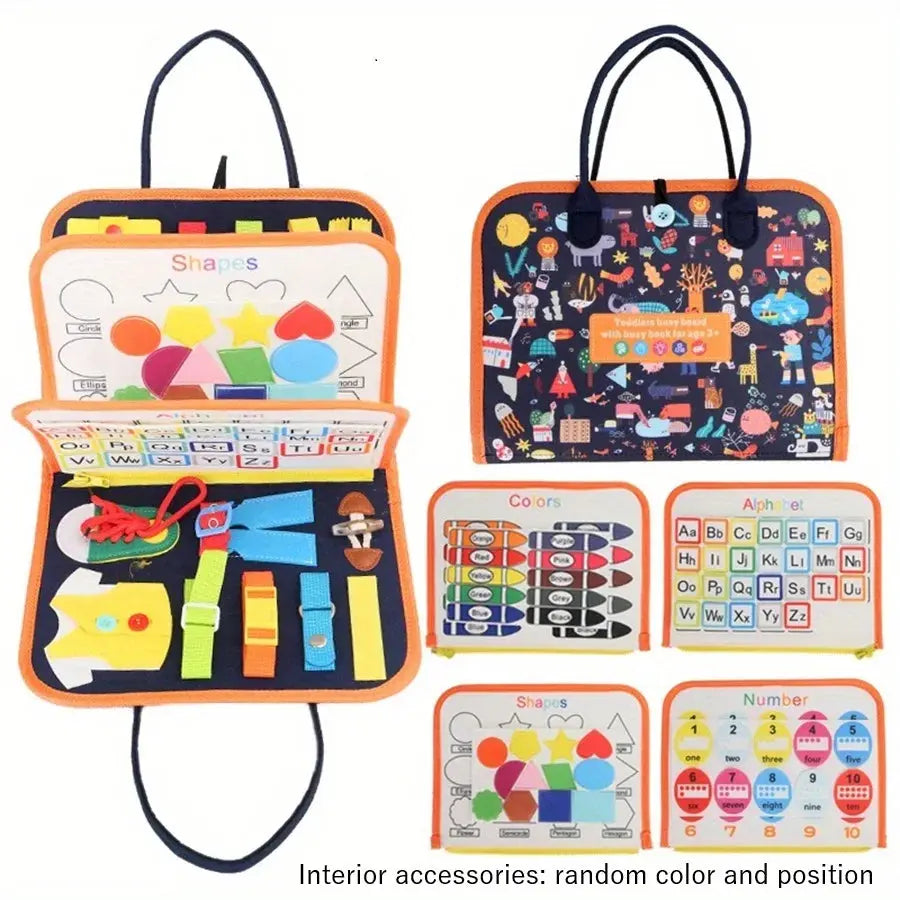 Montessori Dress & Sensory Busy Board – Learn to Dress, Count, and Explore! | Montessori Learning Toy | Magnet Bytes